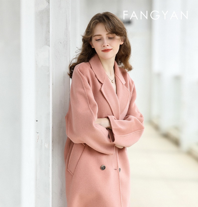 Fangyan 粉色茧型毛衣大衣 M码