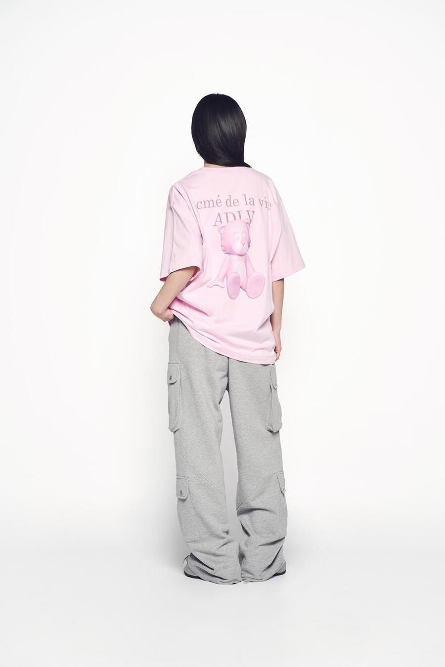 【韩国直邮】 韩国 acmé de la vie ADLV AC BEAR 单色基本款 LOGO 短袖 T 恤 浅粉色 2
