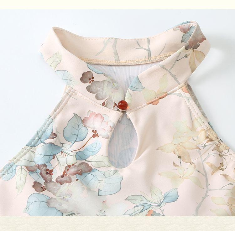 【中国直邮】 亦美珊 显瘦国风纯欲风新中式泳衣 荷花粉色L码