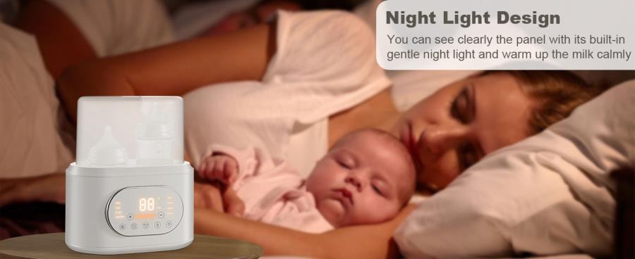 AMZBABYCHEF 10合1嬰兒奶瓶快速加熱器精準控溫解凍、蒸煮、熱食、保溫和夜燈