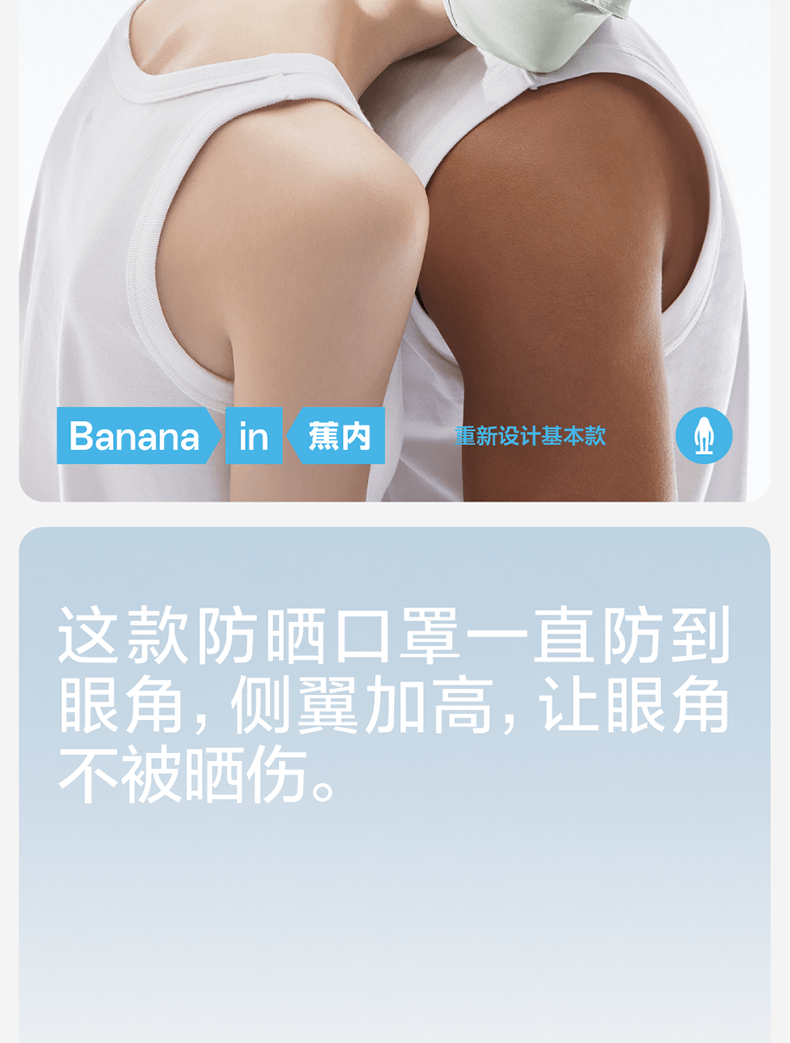 【中国直邮】蕉内Bananain 男女防紫外线透气护眼角口罩 S码-黑色款