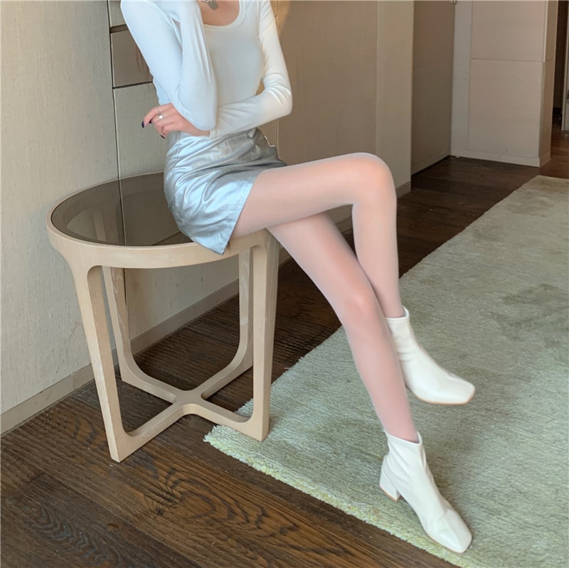 【中国直邮】新品 一线裆薄款丝袜珠光袜 均码 奶白色款(3条装)