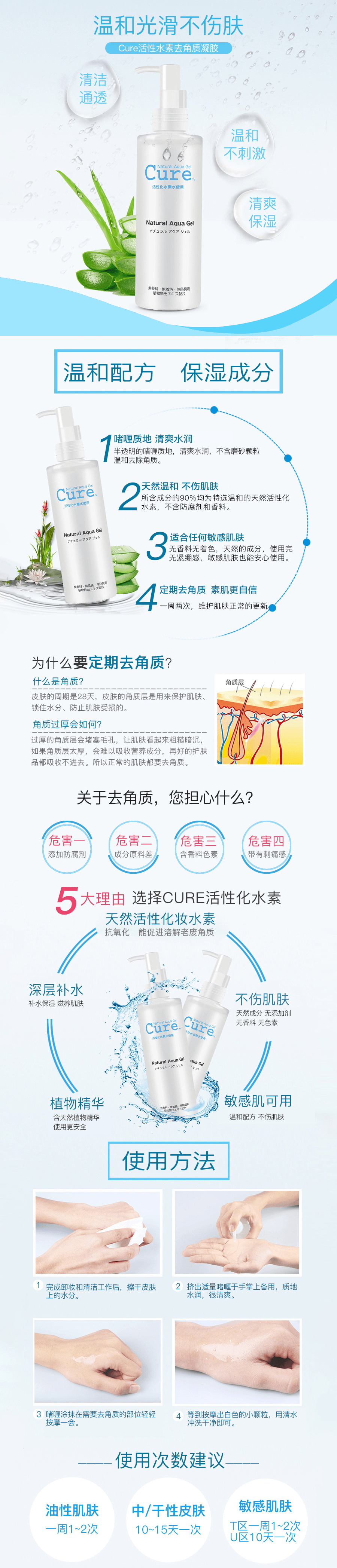 【日本直邮】 TOYO LIFE东洋 CURE 2020年新版 活性化水素去角质凝胶 250g