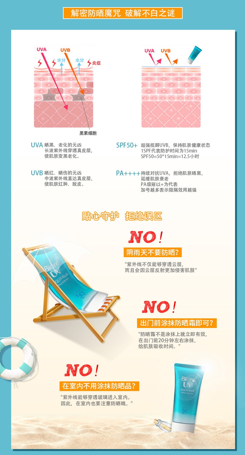 【日本直邮】花王BIORE碧柔 防晒霜50g+防晒啫哩90ml保湿UV