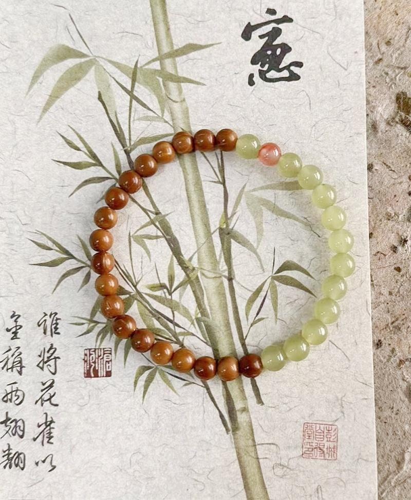 【富贵吉祥】新疆库克和田玉手串6mm | 天然碧玉圆珠 | 招财平安手链 新年圣诞生日送礼佳选