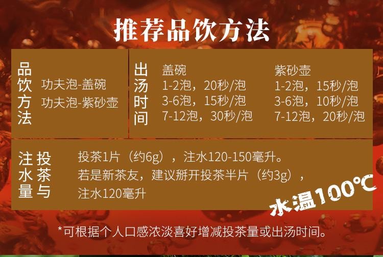 【美國現貨秒發】小師姐評茶 天尖薄片 安化黑茶茶葉 2017年荒野老樹六步玲瓏 60克(10片)