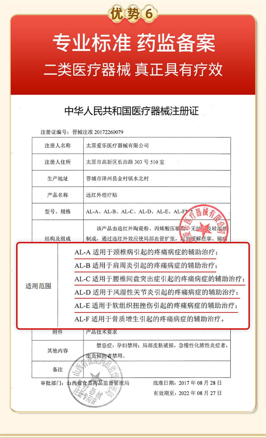 【中国直邮】云南白药   泰邦膏贴远红外理疗贴颈椎贴肩周炎贴膏药贴扭伤挫伤  风湿性关节炎6贴/盒