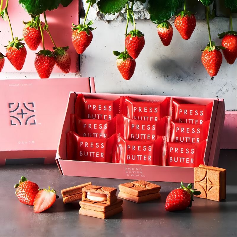 【日本直邮】日本 press butter sand 人气伴手礼 草莓奶油夹心曲奇 9个装