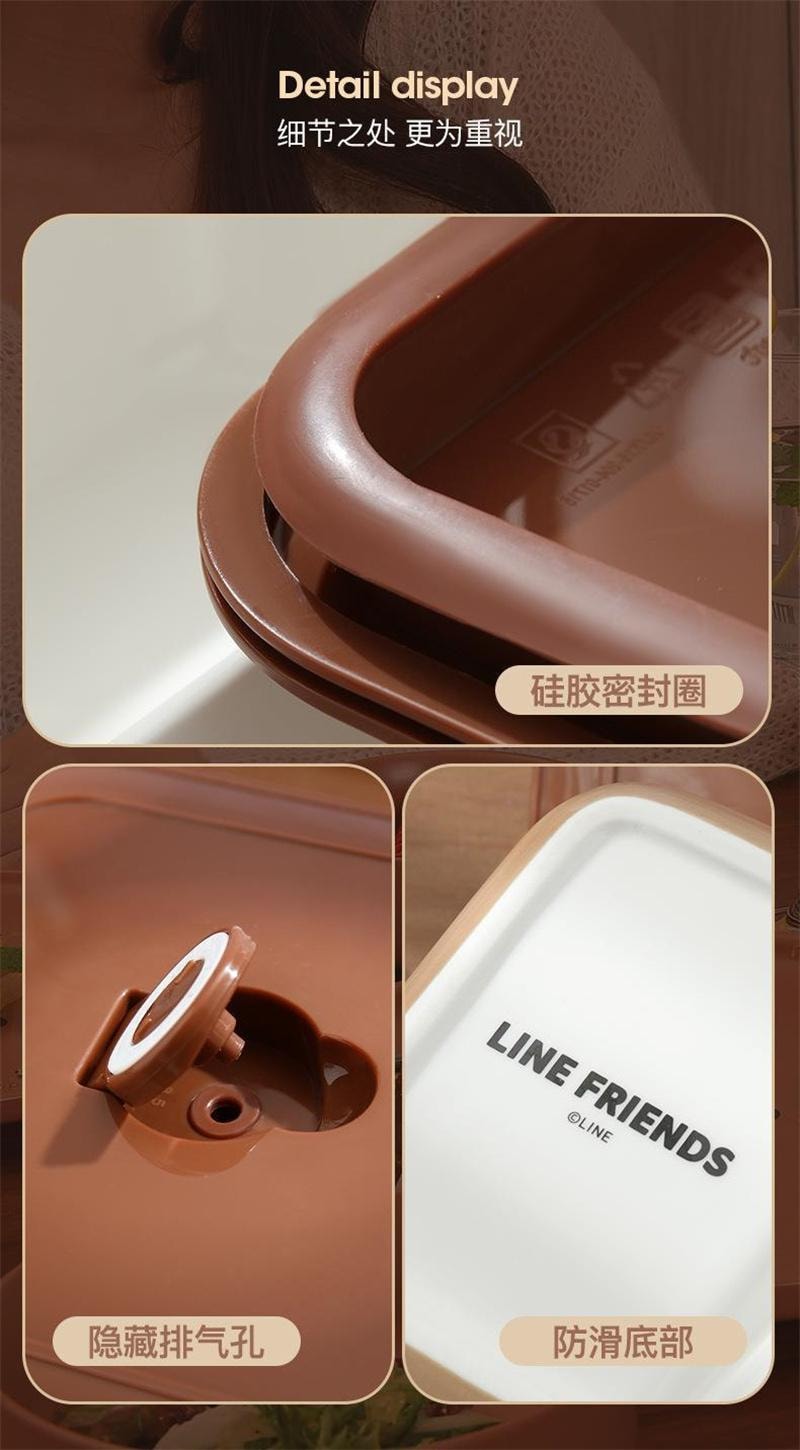 【中國直郵】日本 LINE FRIENDS 卡通陶瓷雙耳長方形烤箱微波爐專用 便當盒-BROWN款 1個