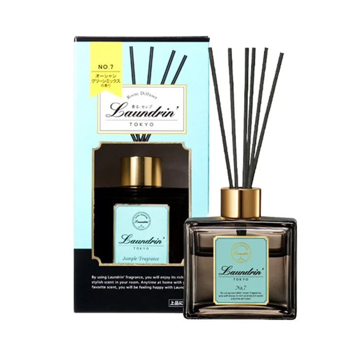 【日本直郵】LAUNDRIN' 無火香燻 室內擴香 香水棒 植物萃取香薰 蒂芙尼藍No.7香味 80ml