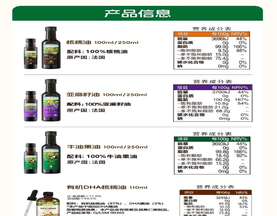 【中國直郵】 爺爺的農場 核桃油 兒童輔食用油250ml/瓶