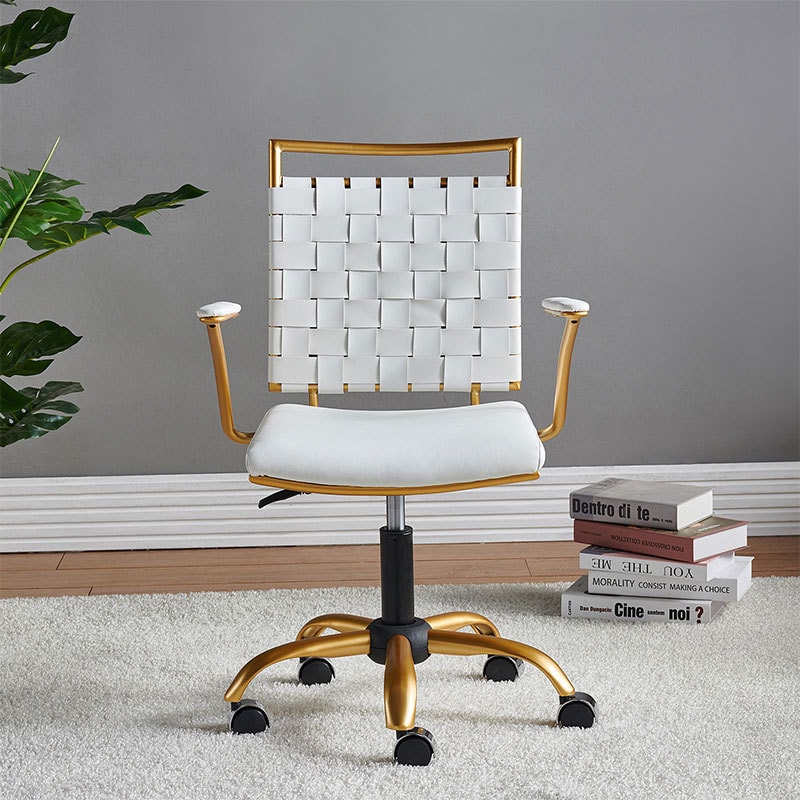 【美国现货】LUXMOD 手工编制椅 白色和金色椅身 西皮 单人位