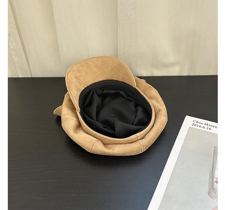  FOXTAIL 小熊耳朵麂皮貝雷帽 氣質 休閒 百搭 春秋冬 寬簷 防曬 保暖 防風 遮陽 1個