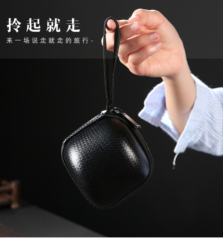 Travel tea set fast passenger cup portable Japanese-style simple car ceramic gifts Black