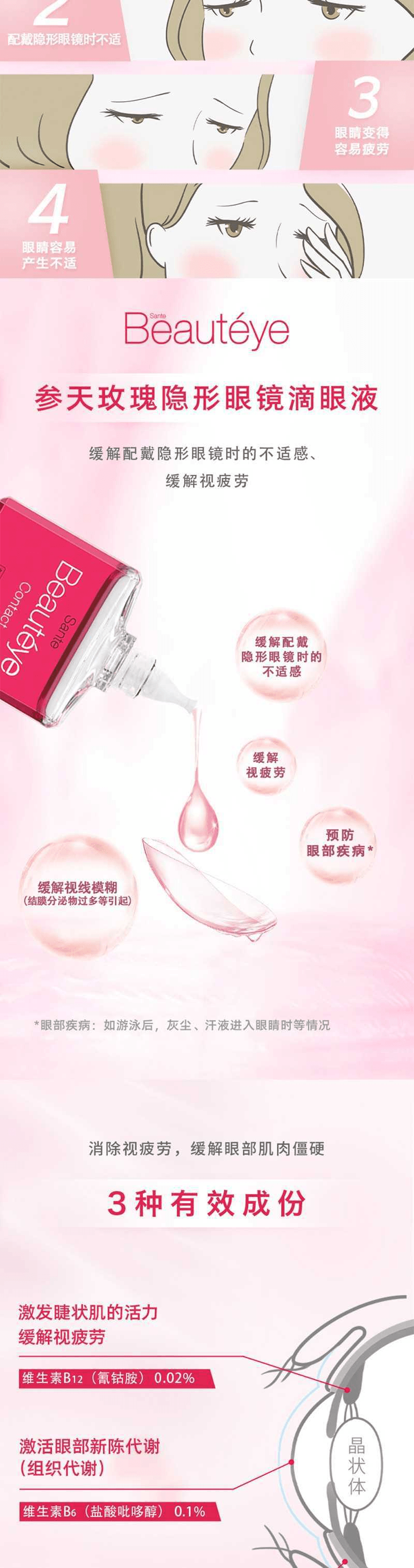 【日本直效郵件】SANTEN參天 Beaut eye玫瑰 隱形眼鏡 眼藥水 12ml