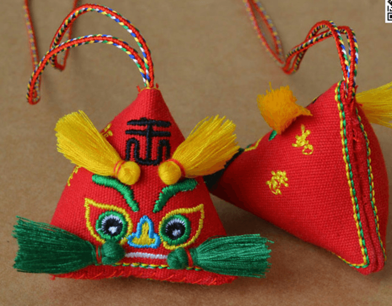 艾草五彩绳 纯手工红色布老虎 趋吉避凶吉祥挂件中华传统文化饰品满月礼 一只