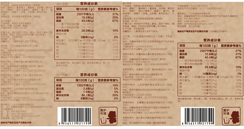 【中国直邮】三只松鼠 每日坚果小包装 散装 量贩混合果仁小包装零食25g