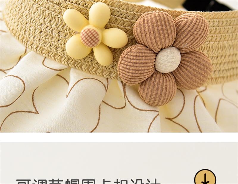 【中国直邮】 亲太太 宝宝帽子出游春夏季防晒贝壳帽  1-10岁(46-54CM) 粉色(线条花花)