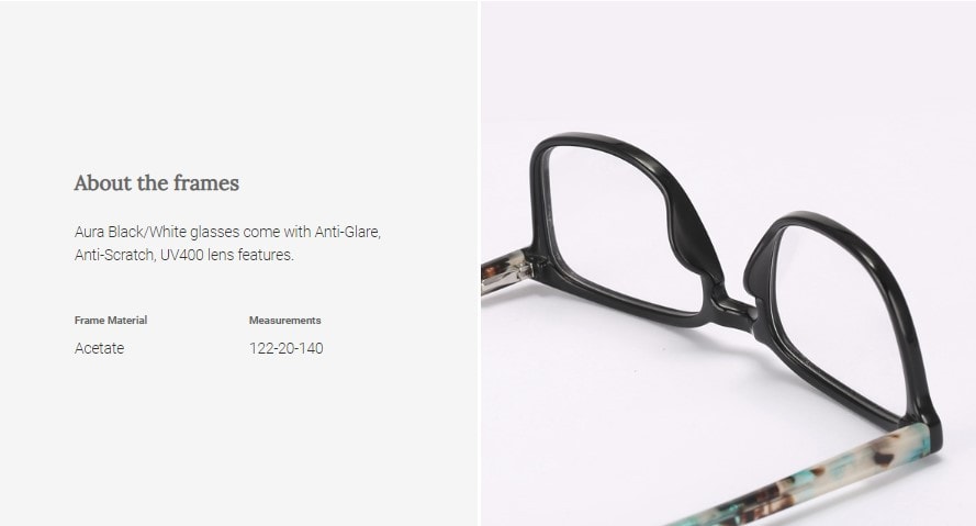 Digital Protection Eyeglasses: Aura - Black/White (DL75029 C1) - Lens Included