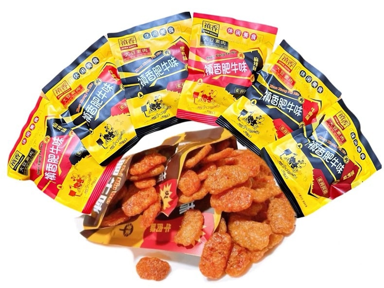 中國 禛香肥牛新口味 牛肉味 黑鴨味 麻辣味 新三口味素肉零食 28克*6袋 中型包裝 童年經典零食