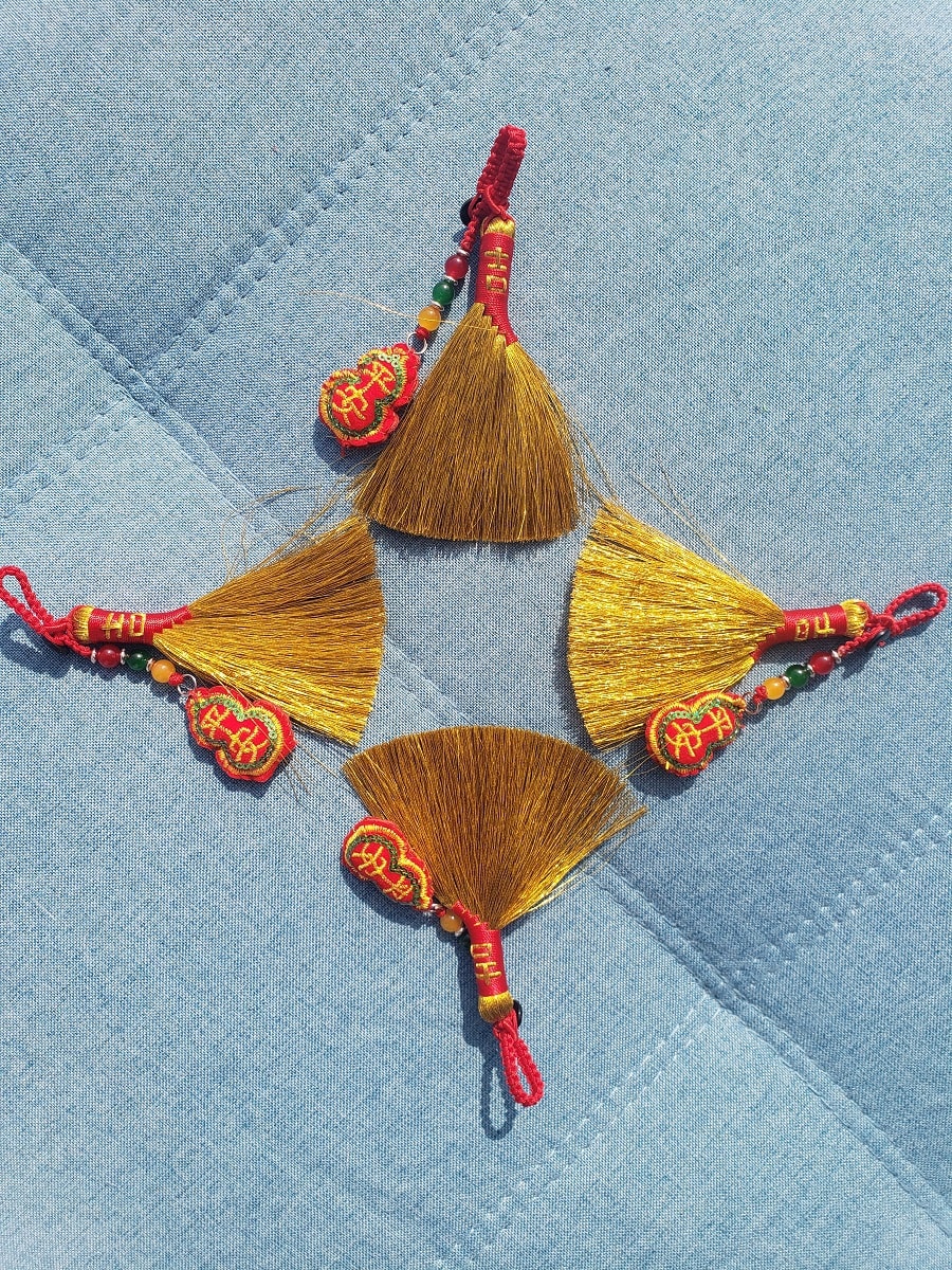 平安葫芦金扫帚挂件纯手工编织趋吉避凶吉祥挂件中华传统文化饰品 一件