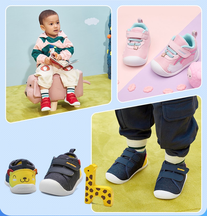 【中國直郵】江博士 健康童鞋嬰兒步前鞋軟底透氣網布0-1歲男女嬰兒鞋子 19碼 粉紅(彩虹)