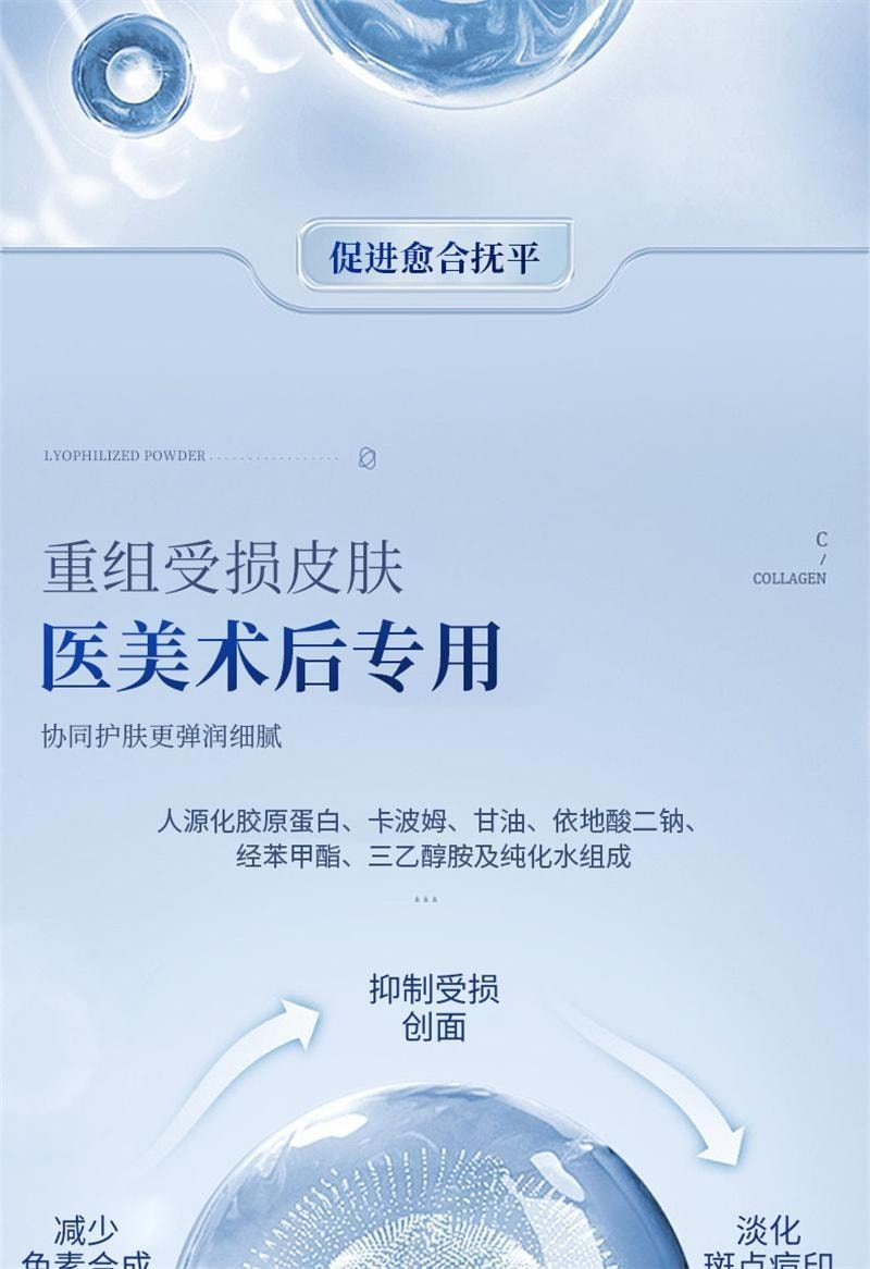 【中国直邮】 舒奈美 重组III型胶创面修护敷料 医用原蛋白敷料院线美容术后面膜 4片/盒