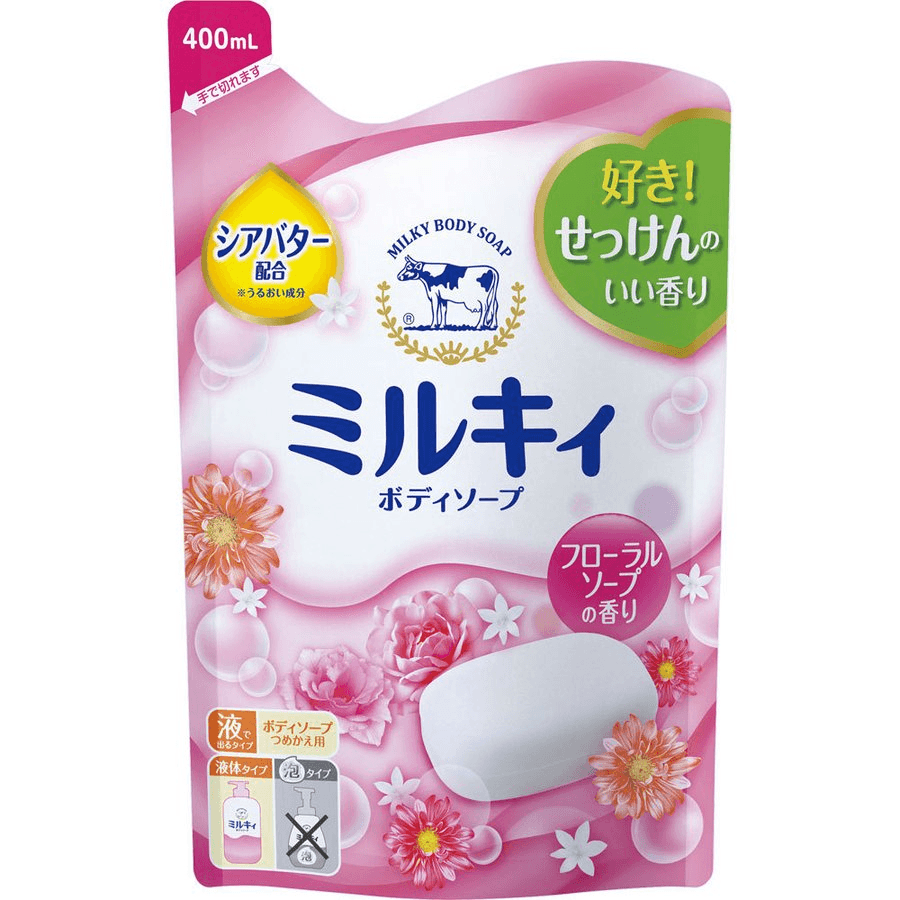 日本 COW 牛乳石鹼 花香牛奶沐浴乳补充装 400ml