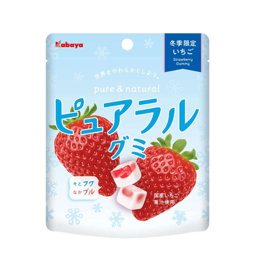 【日本直邮】KABAYA草莓果汁夹心软糖 冬季限定 软糖与棉花糖的结合58g