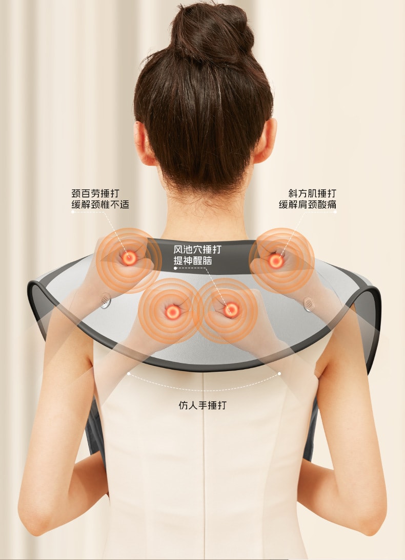 【中国直邮】 康佳 颈椎按摩器家用护颈仪脖子肩颈揉捏斜方肌按摩仪   灰色 全配款