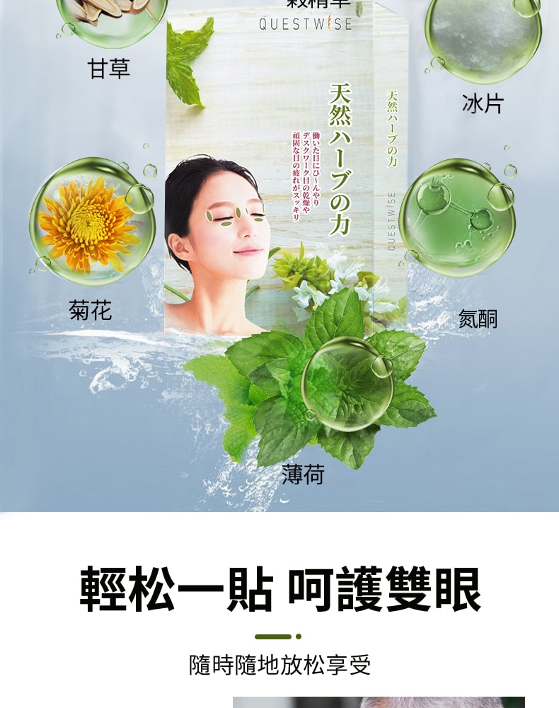 【FDA认证】日本 QUEST WISE 抗疲劳营养眼贴 眼干涩 眼疲劳 眼袋 黑眼圈 60枚/盒
