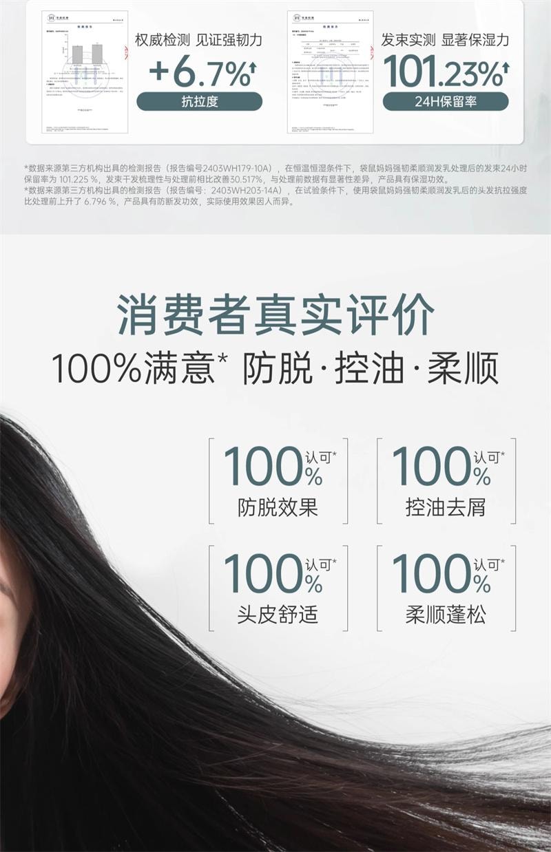 【中國直郵】 袋鼠媽媽 產後防脫洗護套裝去屑洗髮露專用蓬鬆柔順護髮素 洗髮露350ml+潤髮乳200g