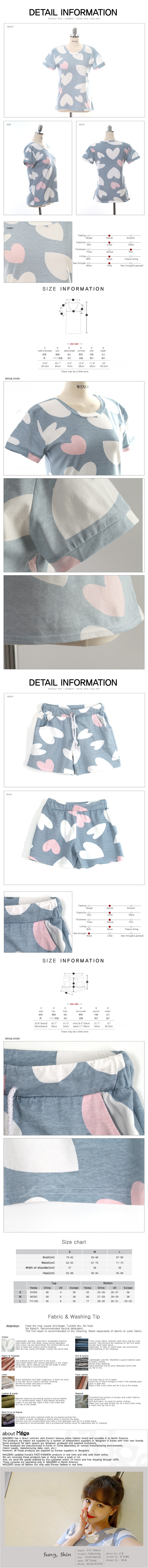 KOREA Homewear Top+Shorts #Light Blue One Size(S/36) [Free Shipping]