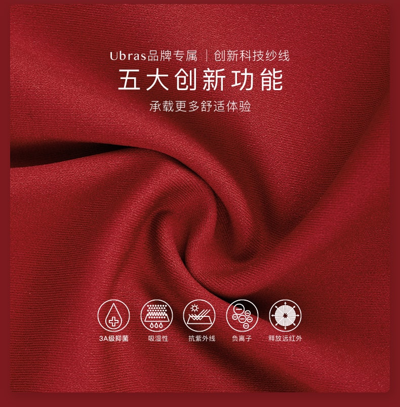 ubras 紅品系列 襪子內褲紅品禮盒-幸運紅+絲絨紅色-S