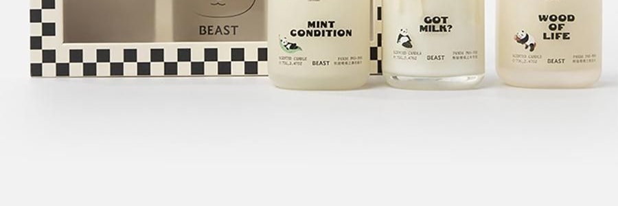 THE BEAST野兽派 熊猫噗噗香氛蜡烛 大豆蜡香薰礼盒礼物 三姐妹 愈创木/薄荷新生/苹苹奶
