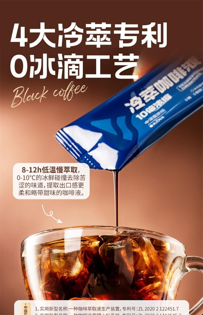 【中國直郵】 暴肌獨角獸 冷萃濃縮咖啡液0糖0脂純美式速溶黑咖啡意式分袋裝原液 25ml*12條