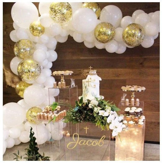 LAttLiv Balloon for Birthday Wedding Graduation Party Christmas Baby Shower - Matte White &amp; Gold