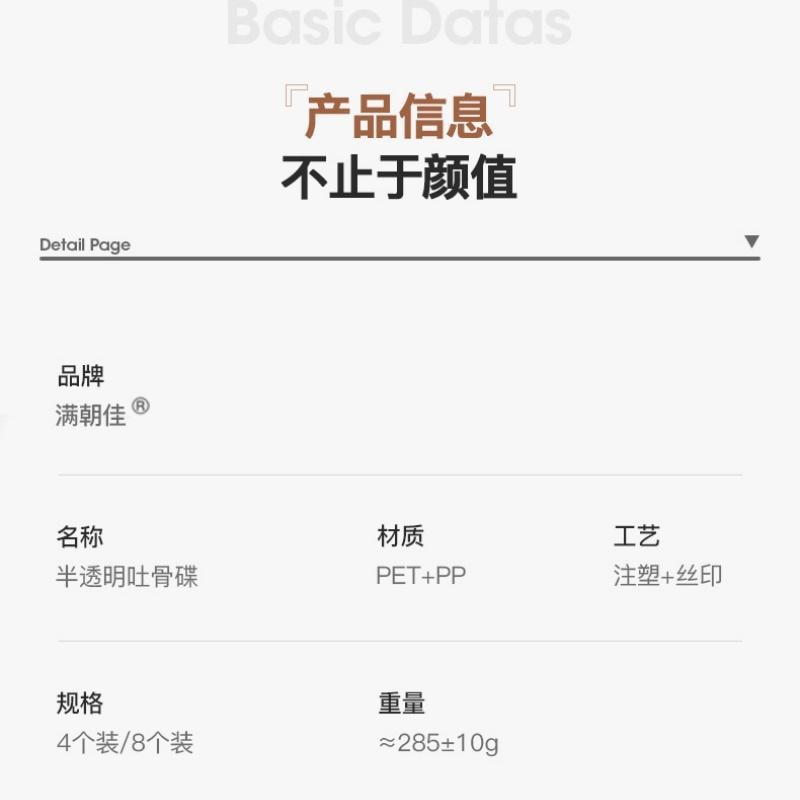 【中國直郵】日本 LINE FRIENDS 布朗熊醬油沾料碟調味調味骨碟家用高級感 4個裝-半透明吐骨碟