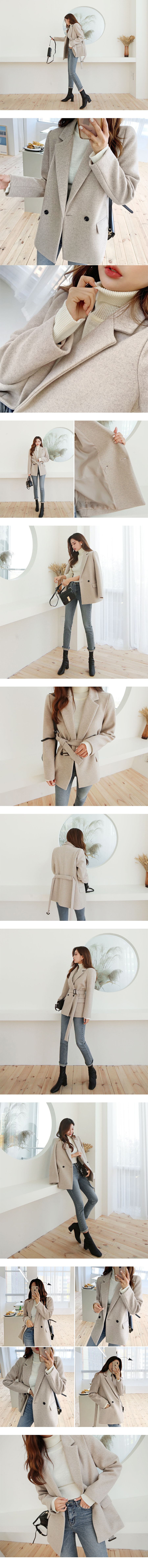 SSUMPART Belted Wool-Blend Jacket #Beige One Size(36-38)