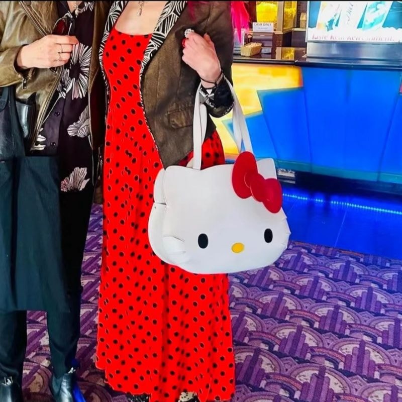 【中國直郵】 FOXTAIL Hello Kitty夏季新款托特包 蝴蝶結單肩PU包-白色 1個*|預計到達時間3-4週