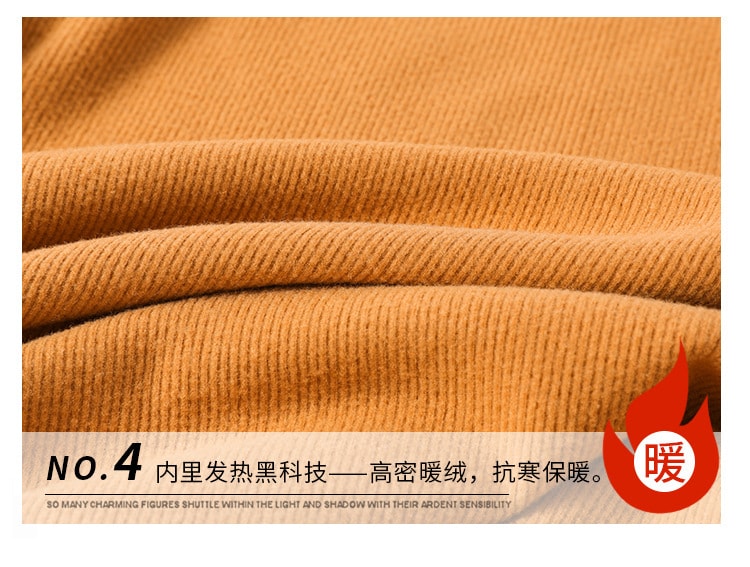 中國 奢笛熊 桑蠶絲發熱堆堆領螺紋加絨顯瘦內搭保暖打底衫​​ 咖啡色均碼