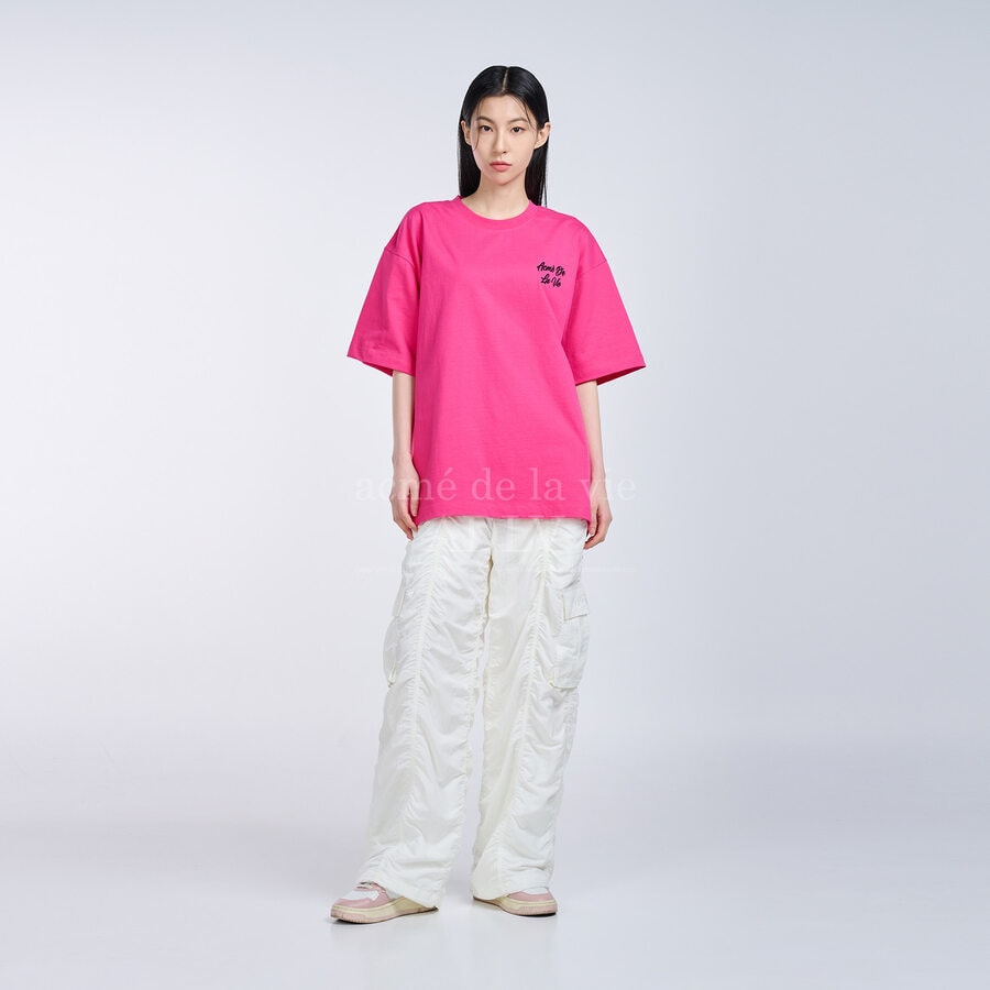 ADLV【加拿大/韩国直邮】23夏季新款  植绒LOGO印花短袖 显白火龙果粉色 2