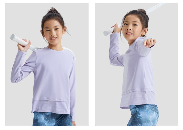 【中国直邮】moodytiger女童拼接圆领T恤 薰衣草紫 110cm