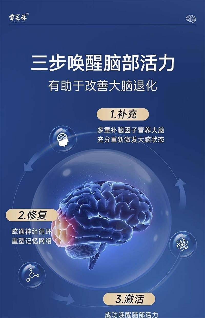 【中国直邮】 宝芝林 神经酸脑力素60粒/瓶 DHA胶囊中老年补脑专注成人记忆力脑黄金