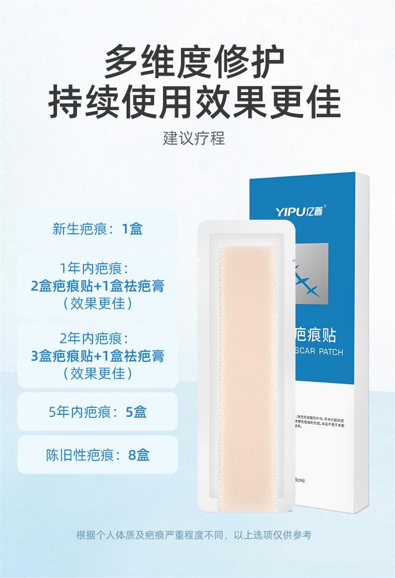 【中国直邮】 亿普 疤痕贴 医用祛疤贴 硅凝胶剖腹产去疤修复儿童手术增生除疤隐形贴 3贴/盒