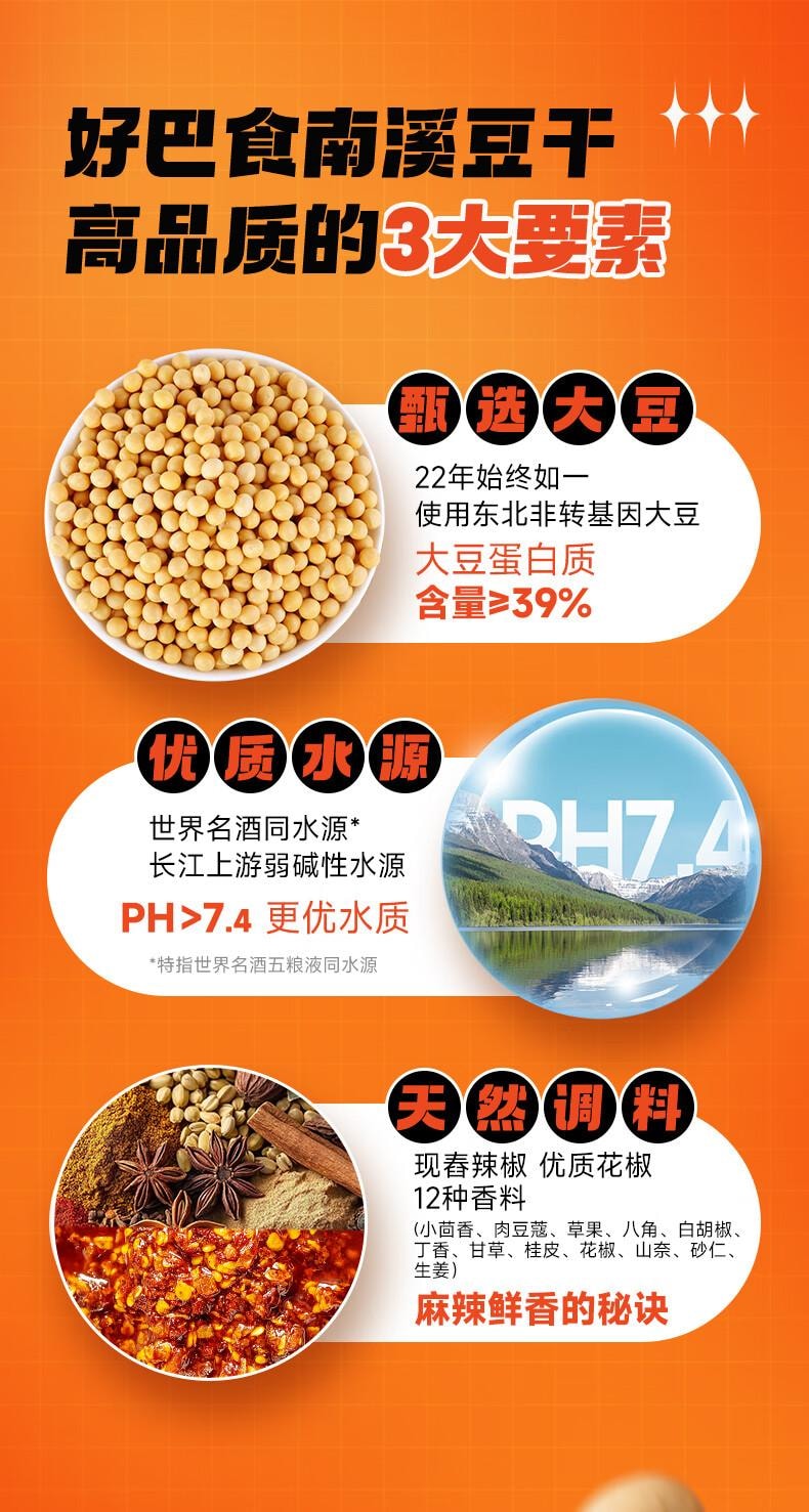 【中国直邮】 好巴食 红运满地什锦四味南溪豆干400g/袋  便携解馋 休闲零食