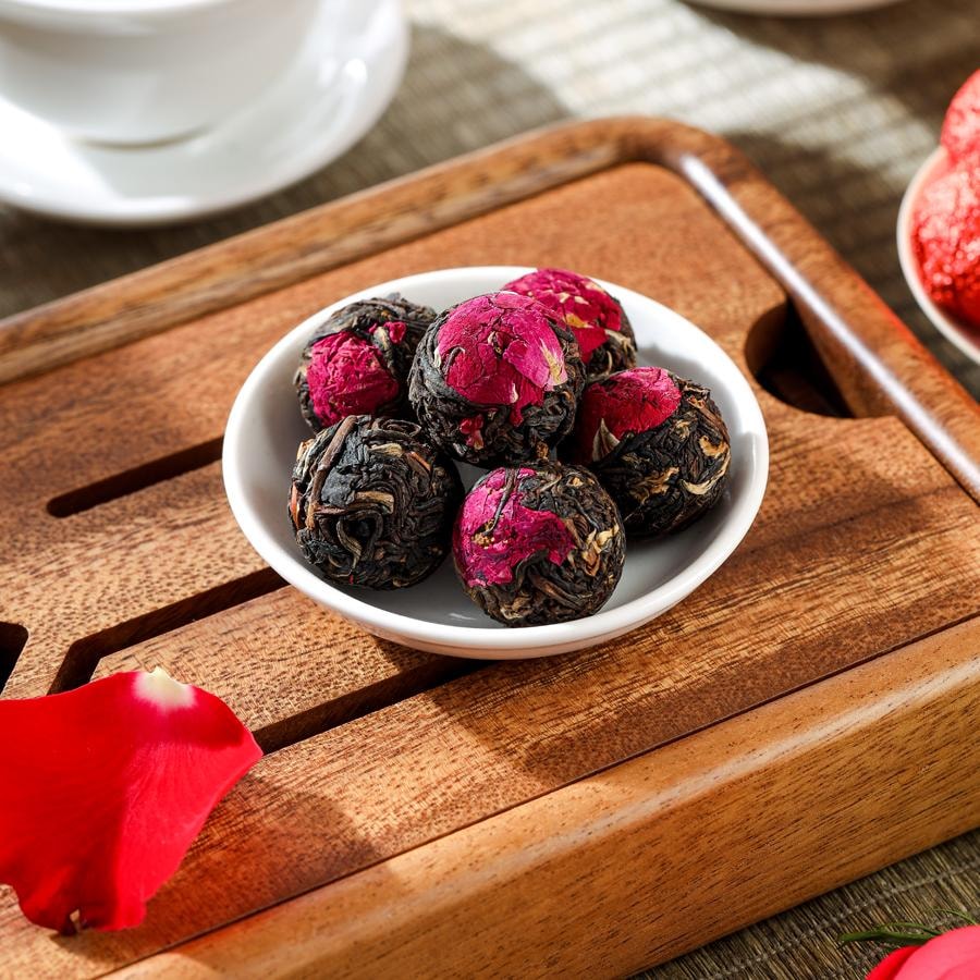 美国仁信昌 云南特产花茶龙珠 滇红玫瑰红茶 400g