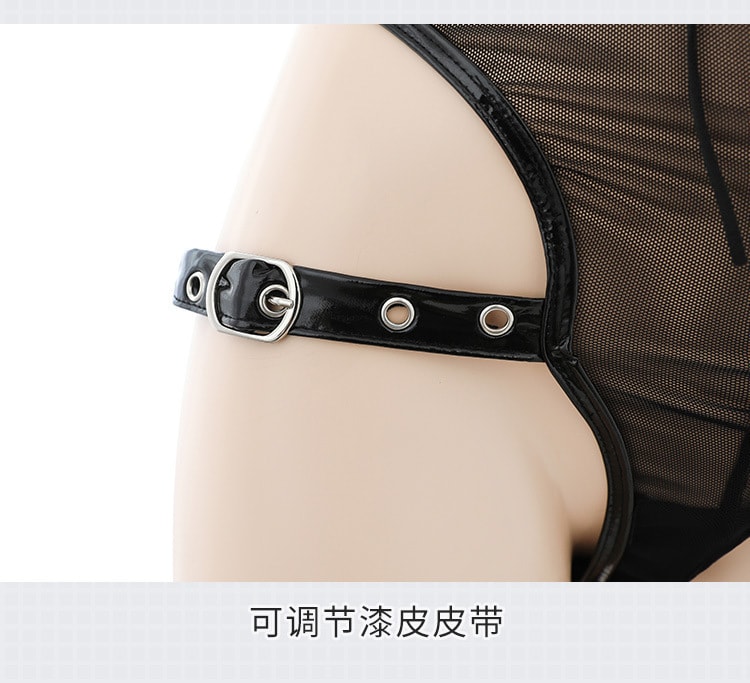 【中國直郵】霏慕 情趣內衣 漆皮透視網紗小惡魔制服 均碼 黑色款 情趣用品