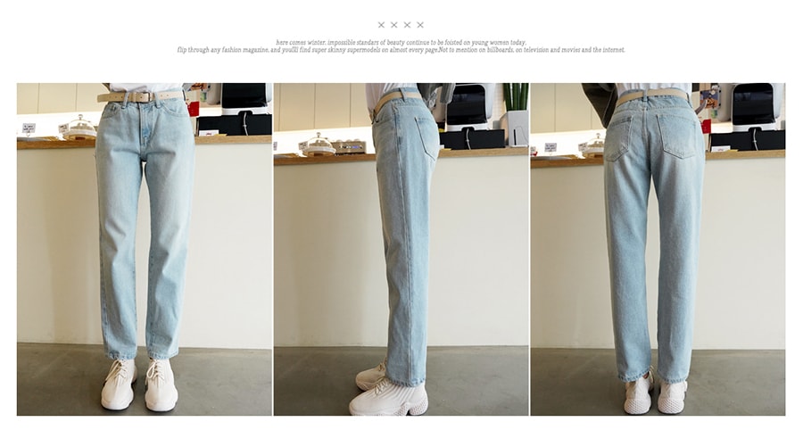 High Rise Straight Jeans #Light Blue S(26-27)