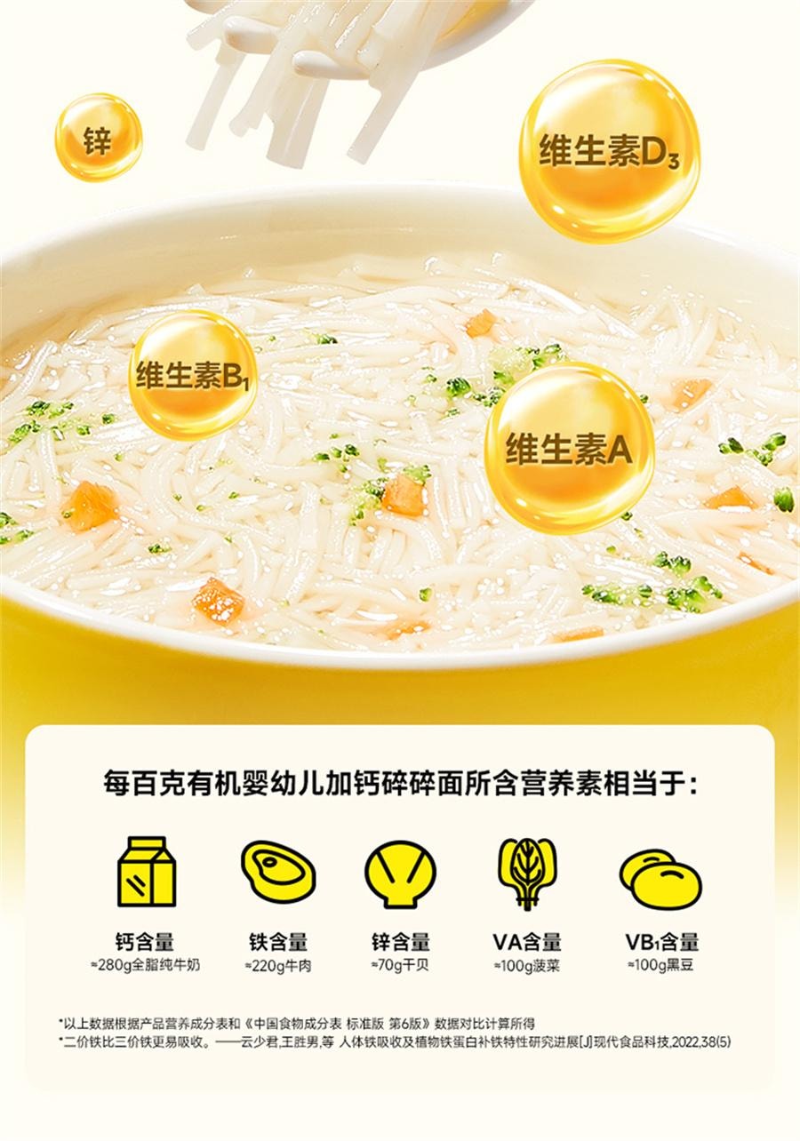 【中国直邮】窝小芽  有机加钙碎碎面婴幼儿童面条宝宝辅食无添加食盐营养蔬菜面  加钙碎碎面20g*7袋*2